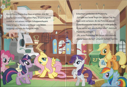 Size: 1200x826 | Tagged: safe, applejack, basil, fluttershy, pinkie pie, rainbow dash, rarity, twilight sparkle, dragon, comic:fluttershy und der drache, g4, german comic, official, german, story, translated in the comments, twilight is a lion