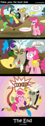 Size: 1280x3569 | Tagged: safe, artist:aleximusprime, discord, pinkie pie, g4, chocolate milk, comic, comic sans, cookie, xk-class end-of-the-world scenario