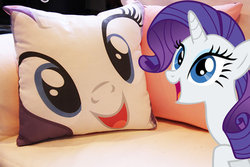 Size: 570x380 | Tagged: safe, rarity, pony, unicorn, g4, customized toy, cute, irl, photo, pillow, solo