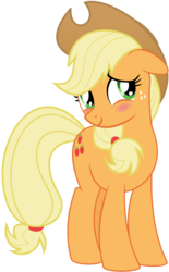 Size: 900x1454 | Tagged: safe, artist:emberfiremane, applejack, earth pony, pony, g4, blushing, female, mare, simple background, solo, transparent background, vector