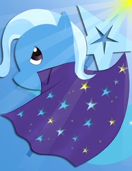 Size: 5100x6600 | Tagged: safe, trixie, pony, unicorn, g4, absurd resolution, cape, clothes, crepuscular rays, female, mare, no mouth, solo, trixie's cape