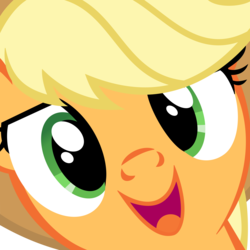 Size: 5000x5000 | Tagged: dead source, safe, artist:drpancakees, applejack, earth pony, pony, g4, absurd resolution, close-up, cute, face, female, hi anon, jackabetes, looking at you, mare, meme, open mouth, solo