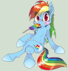 Size: 863x907 | Tagged: safe, artist:xenon, rainbow dash, pegasus, pony, g4, female, mare, popsicle, sitting, solo