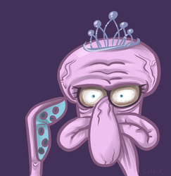 Size: 680x699 | Tagged: artist needed, safe, diamond tiara, g4, bloodshot eyes, does this look unsure to you?, just one bite, male, spongebob squarepants, squidward tentacles