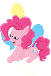 Size: 2138x3204 | Tagged: safe, artist:dashiepie, pinkie pie, earth pony, pony, g4, cutie mark background, eyes closed, female, high res, lying down, mare, open mouth, prone, solo