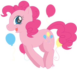 Size: 660x663 | Tagged: safe, artist:stephastated, pinkie pie, earth pony, pony, g4, balloon, female, looking back, mare, simple background, solo