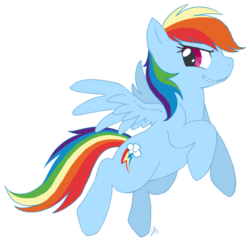 Size: 678x656 | Tagged: safe, artist:stephastated, rainbow dash, pegasus, pony, g4, backwards cutie mark, cloud, female, flying, looking back, mare