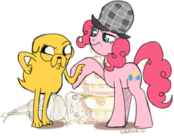 Size: 816x636 | Tagged: safe, artist:kunaike, pinkie pie, g4, adventure time, crossover, jake the dog, male