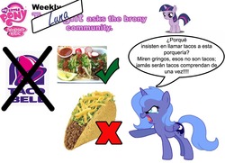 Size: 1152x832 | Tagged: safe, princess luna, g4, spanish, taco, translation, twilight asks