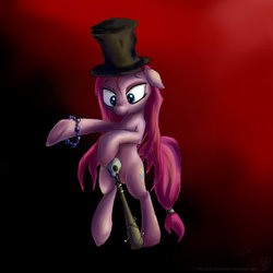 Size: 900x900 | Tagged: safe, artist:rule1of1coldfire, pinkie pie, earth pony, pony, g4, bipedal, duo, female, hat, mare, pinkamena diane pie, solo, top hat, voodoo
