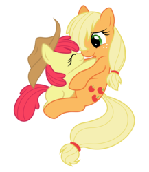 Size: 6500x7500 | Tagged: safe, artist:jessy, artist:mamandil, apple bloom, applejack, earth pony, pony, g4, absurd resolution, apple sisters, female, filly, foal, mare, siblings, simple background, sisters, transparent background