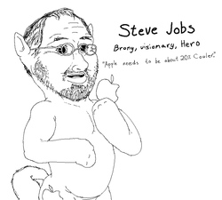 Size: 774x696 | Tagged: safe, artist:applebeans, anthro, black and white, glasses, grayscale, monochrome, not salmon, only the dead can know peace from this evil, ponified, solo, steve jobs, wat, wtf