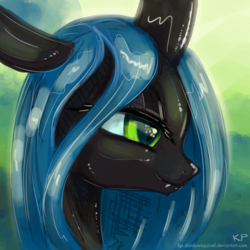 Size: 1000x1000 | Tagged: safe, artist:kp-shadowsquirrel, queen chrysalis, changeling, changeling queen, g4, female, solo