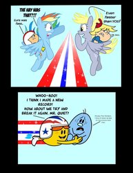 Size: 784x1018 | Tagged: safe, artist:abigail m., derpy hooves, rainbow dash, pegasus, pony, g4, crossover, female, happy, mare, shocked, wtf