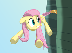 Size: 5475x4000 | Tagged: safe, artist:crusierpl, applejack, fluttershy, earth pony, pegasus, pony, g4, cliff, female, mare, mouth hold