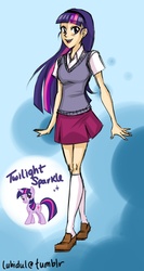 Size: 800x1500 | Tagged: safe, artist:thelifeofabinder, twilight sparkle, human, g4, clothes, humanized, skinny, skirt, thin