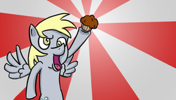 Size: 700x400 | Tagged: safe, artist:caffeinatedorange, derpy hooves, pegasus, pony, g4, female, mare, muffin, solo