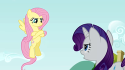 Size: 956x536 | Tagged: safe, screencap, fluttershy, rarity, g4, putting your hoof down