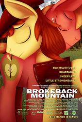 Size: 863x1280 | Tagged: dead source, source needed, useless source url, safe, artist:dcencia, big macintosh, braeburn, earth pony, pony, g4, brokeback mountain, gay, incest, male, ship:braemac, shipping, stallion