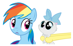 Size: 5012x3158 | Tagged: safe, artist:star-burn, fluttershy, mitsy, rainbow dash, cat, pegasus, pony, g4, may the best pet win, my little pony: friendship is magic, kitten, simple background, tongue out, transparent background, vector