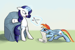 Size: 1200x800 | Tagged: safe, artist:sokolas, rainbow dash, rarity, tom, g4, paper, rock paper scissors, scissors