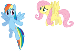 Size: 5000x3313 | Tagged: safe, artist:linksfanponies, fluttershy, rainbow dash, g4, absurd resolution, simple background, transparent background, vector