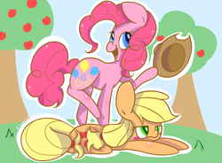 Size: 794x585 | Tagged: safe, artist:sunomii, applejack, pinkie pie, g4, female, lesbian, ship:applepie, shipping