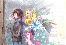 Size: 1671x1144 | Tagged: safe, artist:paulina-ap, fluttershy, pinkie pie, rainbow dash, human, g4, traditional art