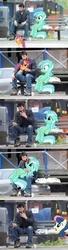 Size: 789x2890 | Tagged: safe, bon bon, lyra heartstrings, scootaloo, sweetie drops, chicken, human, pony, g4, comic, humans eating ponies, irl, keanu reeves, photo, ponies in real life, sad keanu, scootachicken, sitting lyra, vector, vore, wat