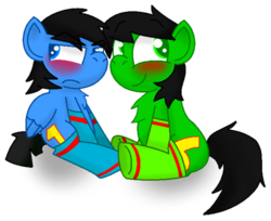 Size: 500x408 | Tagged: safe, earth pony, pegasus, pony, percy the small green engine, ponified, thomas, thomas the tank engine