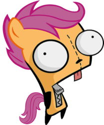 Size: 1220x1460 | Tagged: safe, scootaloo, g4, gir, invader zim, simple background, solo, transparent background