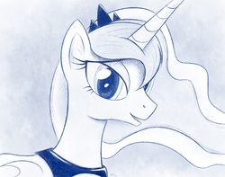 Size: 1521x1200 | Tagged: safe, artist:xn-d, princess luna, alicorn, pony, g4, female, mare, monochrome, open mouth, solo