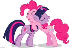 Size: 6000x4000 | Tagged: safe, artist:larsurus, pinkie pie, twilight sparkle, earth pony, pony, unicorn, feeling pinkie keen, g4, season 1, cute, diapinkes, duo, eyes closed, female, grin, hug, mare, open mouth, simple background, smiling, transparent background, twiabetes, vector