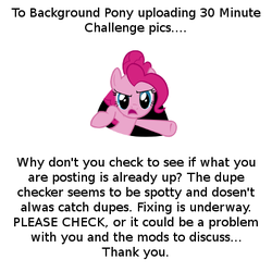 Size: 400x400 | Tagged: safe, pinkie pie, g4, background pony, meta, request, text