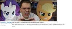 Size: 1083x433 | Tagged: safe, applejack, rarity, g4, angry video game nerd, ponibooru