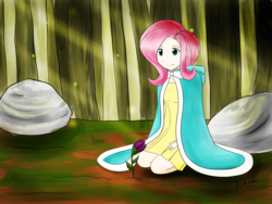 Size: 1466x1100 | Tagged: safe, artist:kprovido, fluttershy, human, g4, clothes, dress, humanized, solo