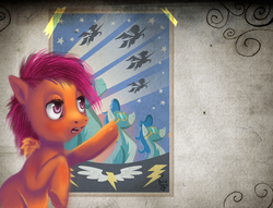Size: 1282x980 | Tagged: dead source, safe, artist:php154, scootaloo, pegasus, pony, g4, duo, wonderbolts