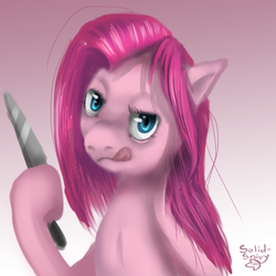 Size: 500x500 | Tagged: safe, artist:php154, pinkie pie, earth pony, pony, g4, female, insanity, knife, mare, pinkamena diane pie, solo