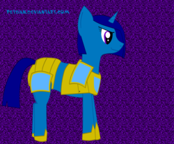 Size: 1280x1053 | Tagged: safe, artist:peteian, oc, oc only, pony, unicorn, abstract background, armor, hoof shoes