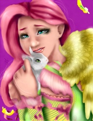 Size: 1699x2216 | Tagged: safe, artist:xxfaye, fluttershy, human, g4, duo, humanized