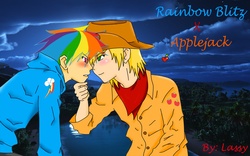 Size: 1280x800 | Tagged: safe, artist:lassy-ruaf-ruaf, applejack, rainbow dash, human, g4, applejack (male), duo, gay, humanized, male, rainbow blitz, rule 63, ship:appledash, ship:blitzjack, shipping