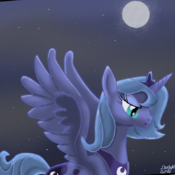 Size: 800x800 | Tagged: safe, artist:deathshadow1991, princess luna, pony, g4, female, moon, night, s1 luna, solo