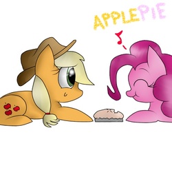 Size: 512x512 | Tagged: safe, artist:kyoismykitteh, applejack, pinkie pie, g4, duo, female, lesbian, pie, pun, ship:applepie, shipping