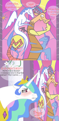 Size: 400x812 | Tagged: safe, artist:bochelly, discord, princess celestia, princess luna, g4, blushing, imminent stained glass porno, stained glass