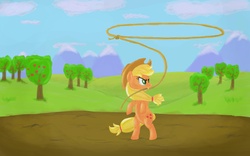 Size: 8000x5000 | Tagged: safe, artist:ardail, applejack, g4, absurd resolution, duo, lasso, rope