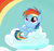 Size: 9627x9097 | Tagged: safe, artist:pridark, rainbow dash, pony, g4, absurd resolution, cloud, cute, dashabetes, female, filly, filly rainbow dash, on a cloud, rainbow, solo, younger