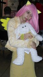 Size: 400x721 | Tagged: safe, artist:xblissfulnightmarex, angel bunny, fluttershy, human, g4, cosplay, irl, irl human, photo