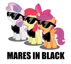 Size: 6344x5720 | Tagged: dead source, safe, artist:austiniousi, apple bloom, scootaloo, sweetie belle, g4, absurd resolution, business suit, clothes, cutie mark crusaders, men in black, parody, simple background, suit, sunglasses, transparent background, vector