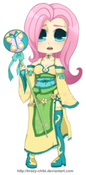 Size: 405x826 | Tagged: safe, artist:krazy-chibi, fluttershy, human, g4, clothes, dress, female, final fantasy, frilly dress, humanized, simple background, solo, summoner, transparent background