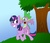 Size: 677x576 | Tagged: safe, artist:pembroke, spike, twilight sparkle, dragon, pony, unicorn, g4, dragons riding ponies, riding, spike riding twilight, tree